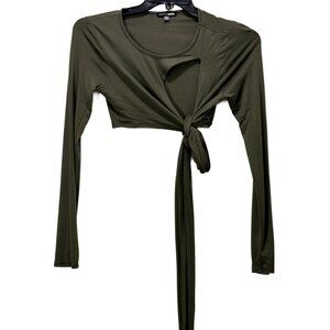 Green Tie Front Crop Top Size M